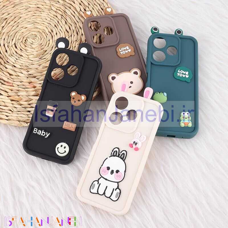 اصفهان جانبی-قاب سولید شیائومی Redmi 13 4G / Redmi 13 5G عروسکی گوش دار محافظ لنزدار