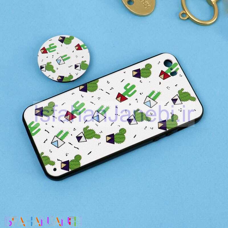 اصفهان جانبی-قاب فانتزی برجسته + پاپ سوکت طرح کاکتوس iPhone 5/5s سری D
