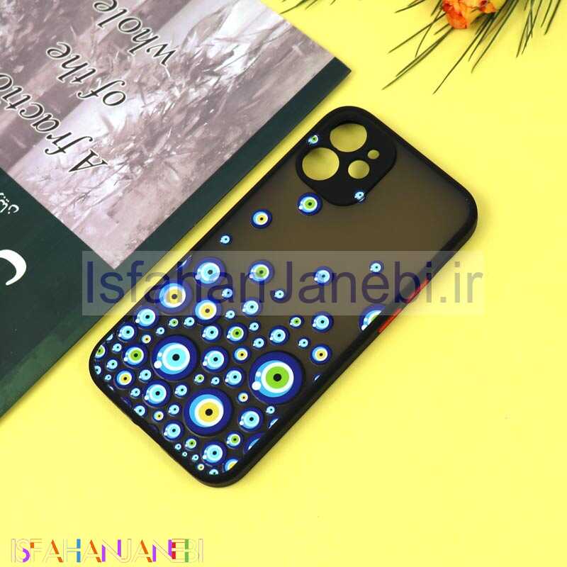 اصفهان جانبی-قاب PC مات محافظ لنزدار طرحدار چشم و نظر Off White آیفون iPhone 12 Mini