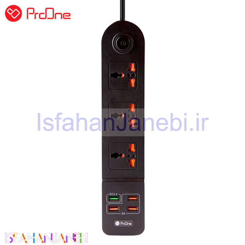 اصفهان جانبی-چند راهی 3 خانه برق پرووان SKT01 با کابل 2 متری + شارژر USB