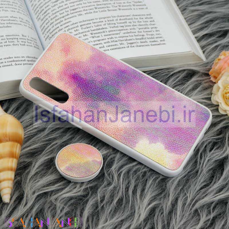 اصفهان جانبی-قاب چرمی هولوگرامی پاپ سوکت دار Samsung Galaxy A30s / A50s سفید