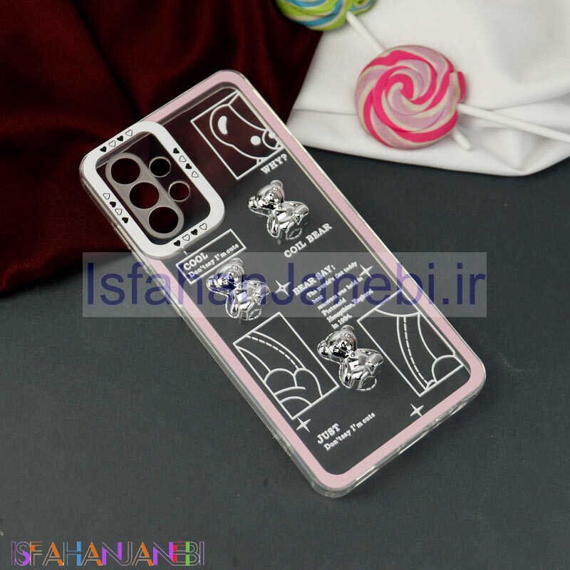 اصفهان جانبی-قاب عروسکی خرس نقره ای محافظ لنزدار Samsung Galaxy A52 / A52s