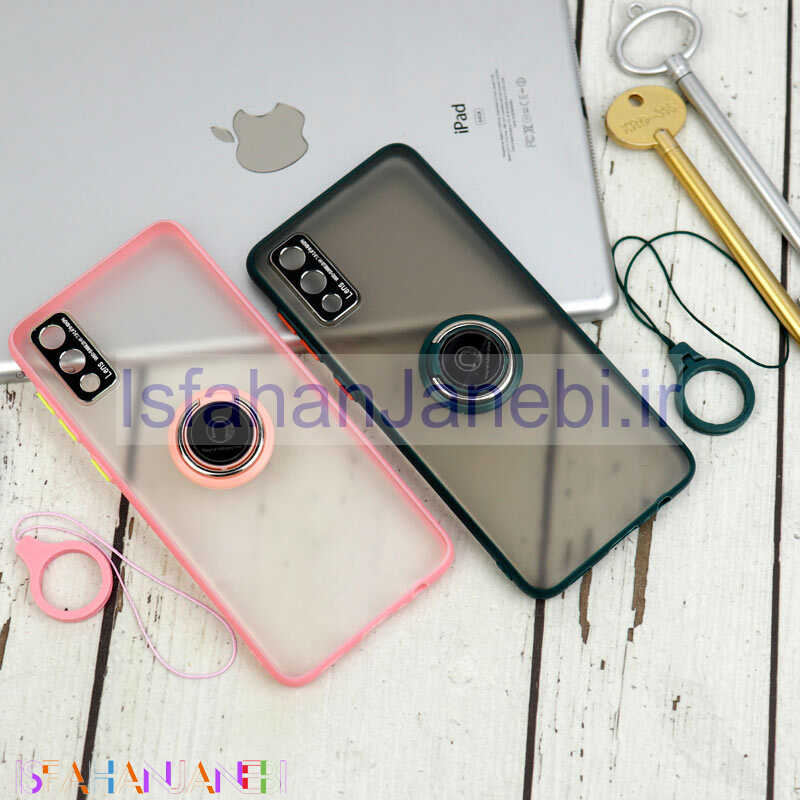 اصفهان جانبی-قاب مات محافظ لنزدار فلزی + هولدر و آویز حلقه ای Samsung Galaxy A02