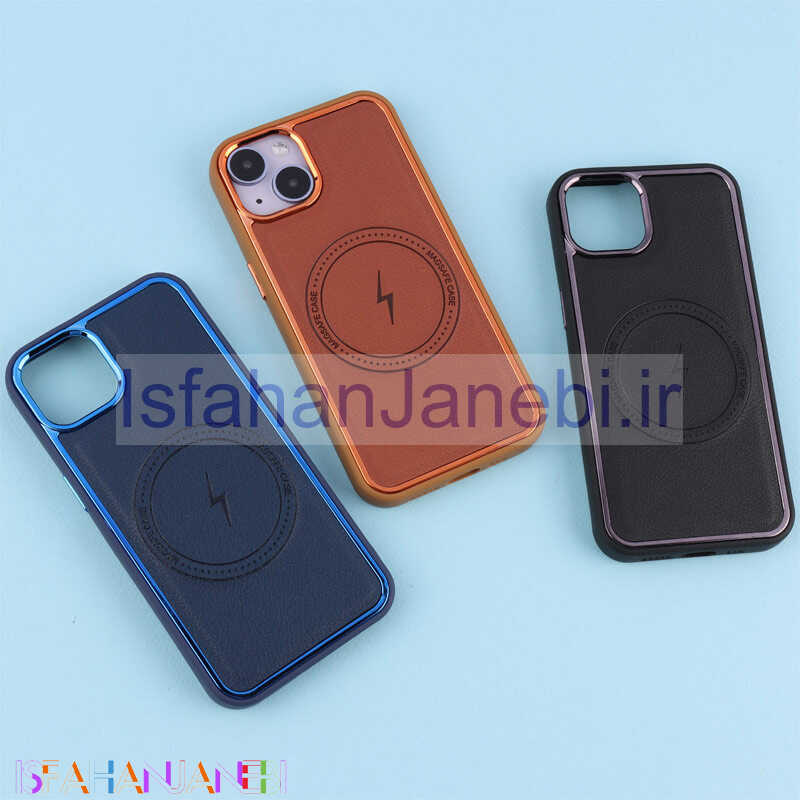 اصفهان جانبی-قاب چرمی مگ سیف آیفون iPhone 13 / 14 متال ایرون
