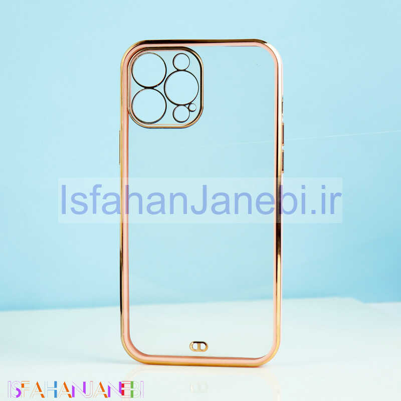 اصفهان جانبی-قاب ژله ای ساده دور رنگی محافظ لنزدار iPhone 13 Pro Max صورتی
