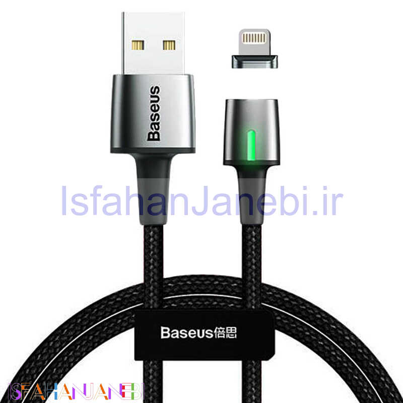 اصفهان جانبی-کابل آیفونی فست شارژ مگنتی Baseus Zinc Magnetic CALXC-A 2.4A 1m