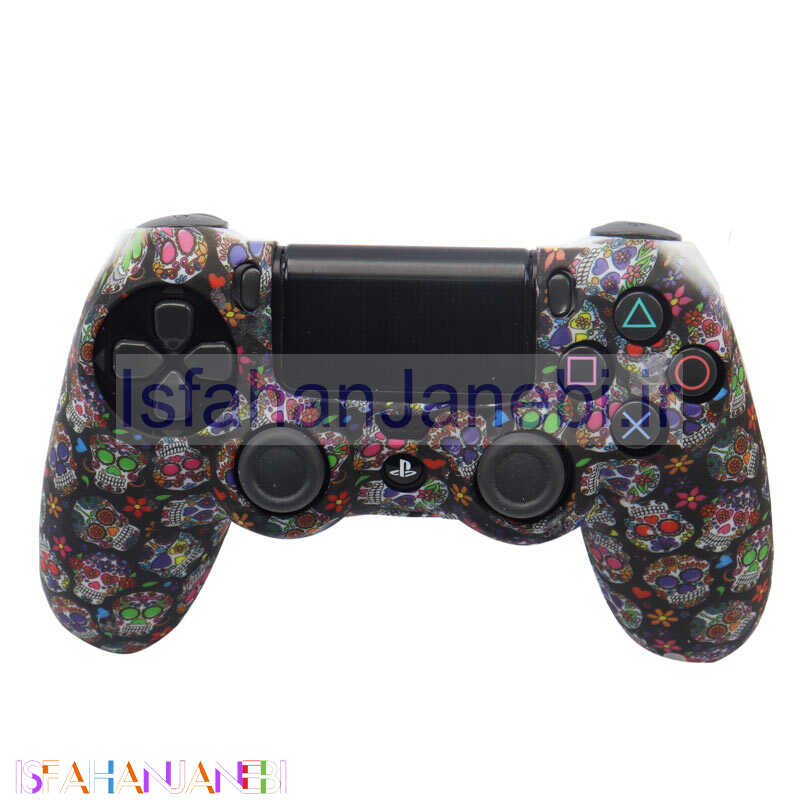 اصفهان جانبی-روکش دسته بازی PS4 طرح کله اسکلت و گل زمینه مشکی + روکش آنالوگ هدیه