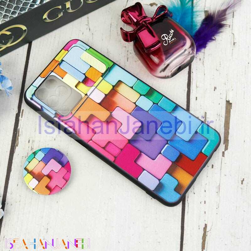 اصفهان جانبی-قاب طرحدار محافظ لنزدار کشویی + پاپ سوکت طرح سه بعدی رنگی سامسونگ A22 4G سری C