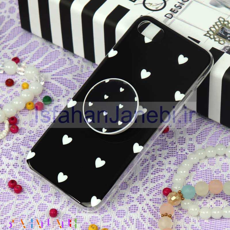 اصفهان جانبی-قاب سوپر IMD دور شفاف پاپ سوکت دار iPhone 7/8 قلبی