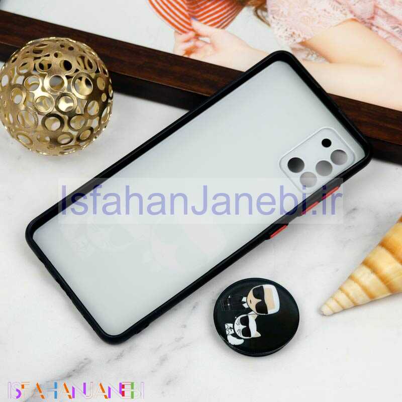 اصفهان جانبی-قاب PC محافظ لنز دار طرح Boss Cat + پاپ سوکت Samsung Galaxy A31