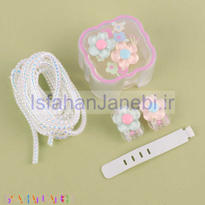 اصفهان جانبی-ست محافظ کابل و کلگی شارژر آیفون طرح گل فانتزی