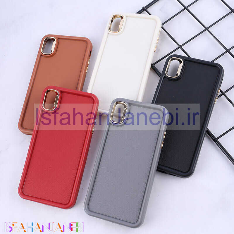 اصفهان جانبی-قاب سولید چرمی آیفون XS MAX دور محافظ متال