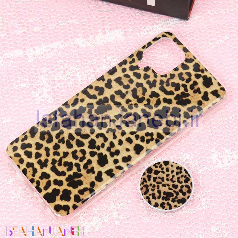 اصفهان جانبی-قاب سوپر IMD دور شفاف پاپ سوکت دار Samsung A12 پلنگی