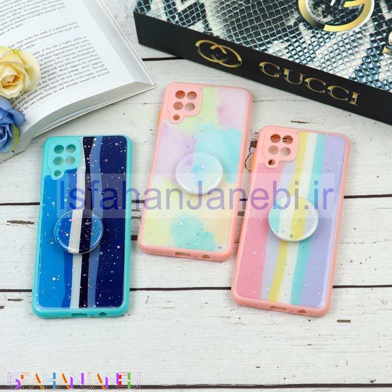 اصفهان جانبی-قاب محافظ لنزدار رزین رنگین کمانی پاپ سوکت دار Samsung A12