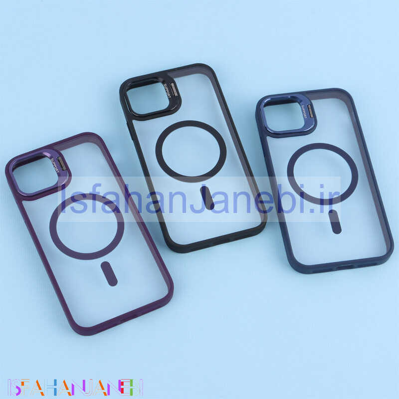 اصفهان جانبی-قاب PC مگ سیف استندشو با محافظ لنز رینگی آیفون 11