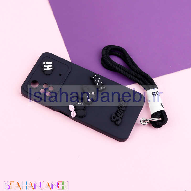 اصفهان جانبی-قاب عروسکی برجسته محافظ لنزدار + بند آویز Xiaomi Poco M4 Pro