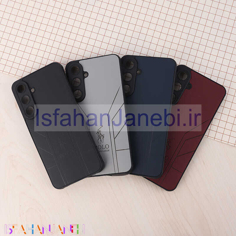 اصفهان جانبی-قاب چرمی Polo Ralph Laren سامسونگ Galaxy S24 FE طرح دار محافظ لنزدار