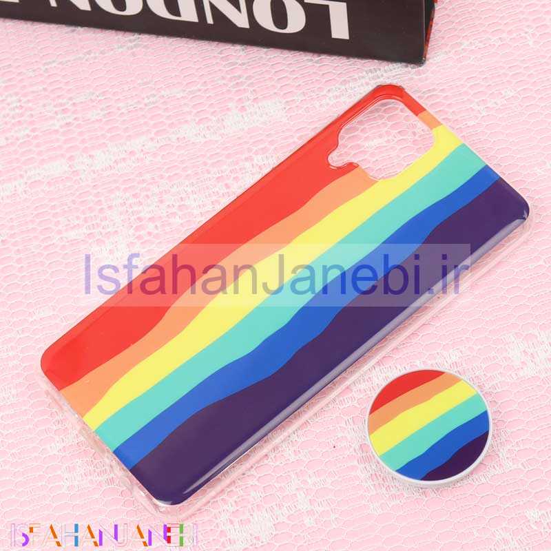 اصفهان جانبی-قاب سوپر IMD دور شفاف پاپ سوکت دار Samsung A12 رنگین کمانی