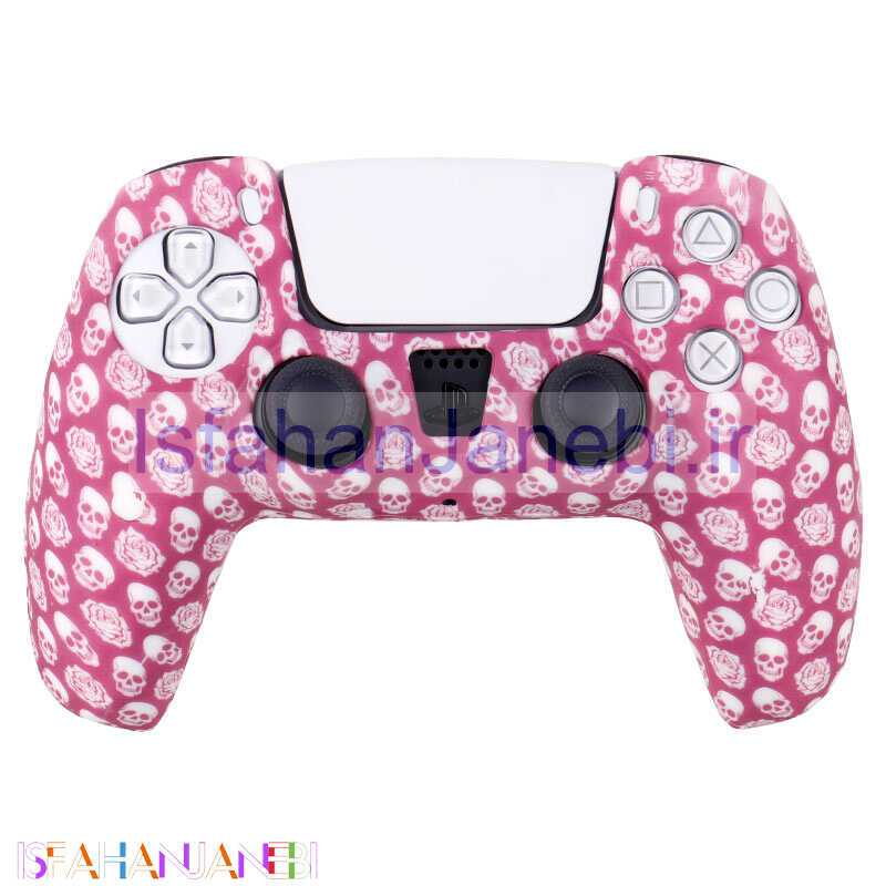 اصفهان جانبی-روکش دسته بازی PS5 طرح اسکلت گلدار زمینه صورتی