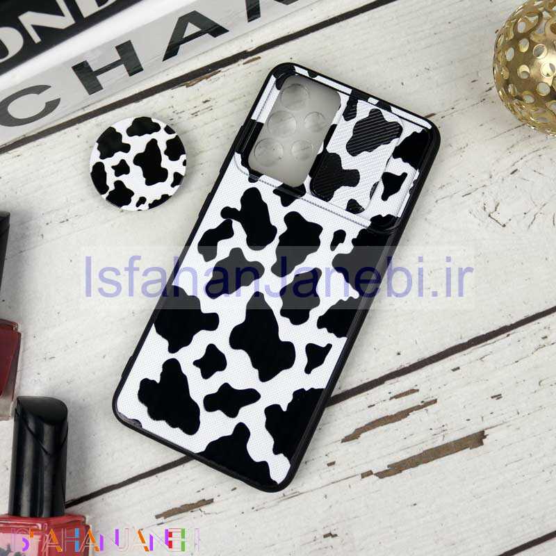 اصفهان جانبی-قاب طرحدار محافظ لنزدار کشویی + پاپ سوکت طرح سیاه و سفید سامسونگ A32 4G سری B