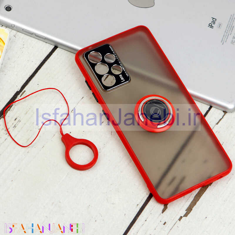 اصفهان جانبی-قاب مات محافظ لنزدار فلزی + هولدر و آویز حلقه ای Samsung Galaxy A52 / A52s