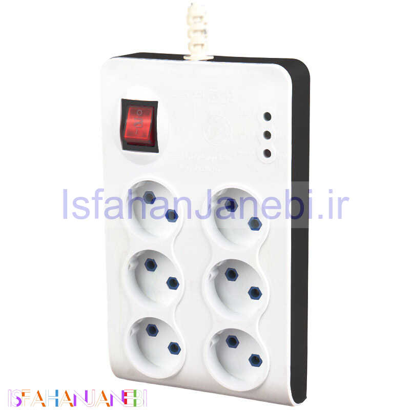 اصفهان جانبی-محافظ برق صوتی و تصویری 6 خانه برج الکترونیک با کابل 1.8 متری Parsa 95525