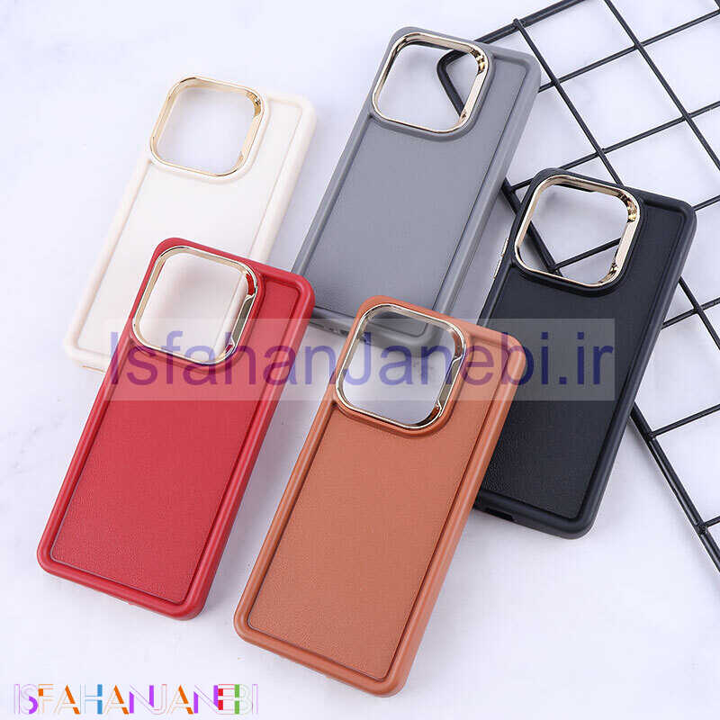 اصفهان جانبی-قاب سولید چرمی شیائومی Redmi Note 13 4G دور محافظ متال