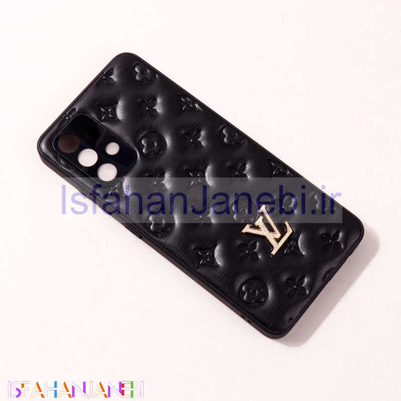 اصفهان جانبی-قاب پافر چرمی LV محافظ لنزدار Samsung Galaxy A32 4G مشکی
