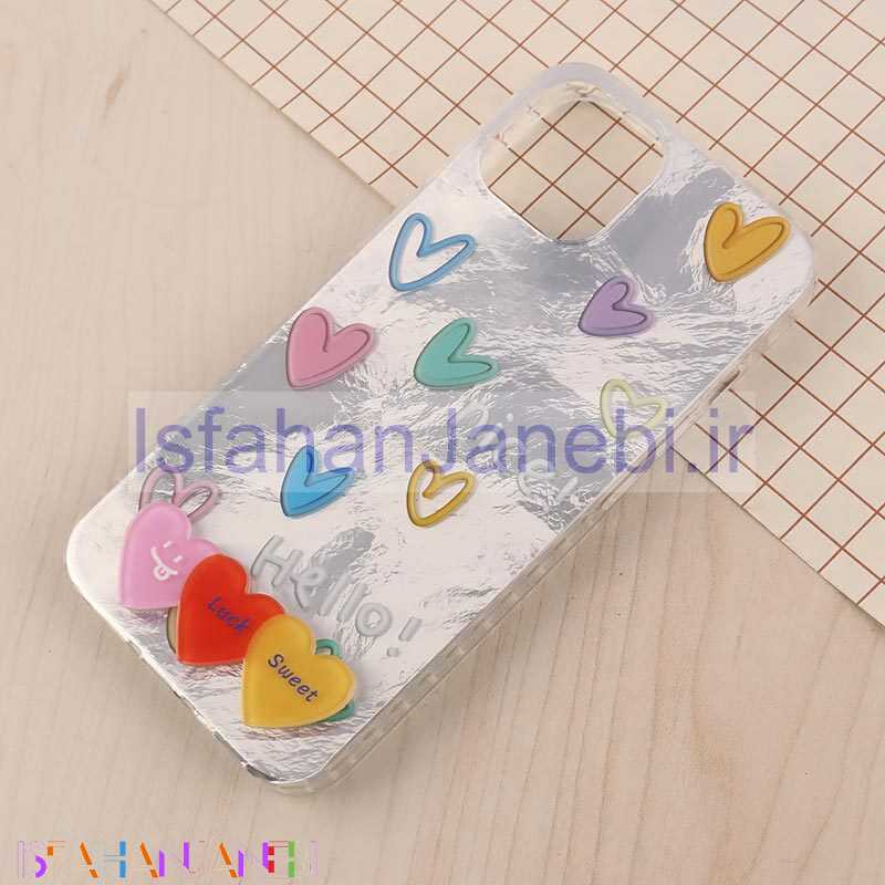 اصفهان جانبی-قاب IMD آیفون iPhone 13 / 14 طرح قلب رنگی برجسته براق