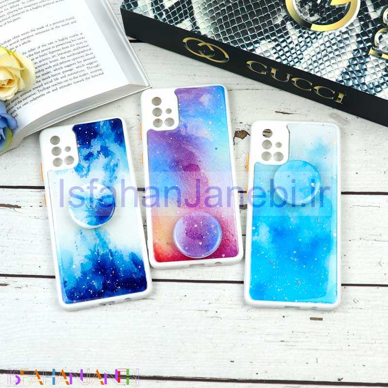 اصفهان جانبی-قاب محافظ لنزدار رزین رنگین کمانی پاپ سوکت دار Samsung Galaxy A71
