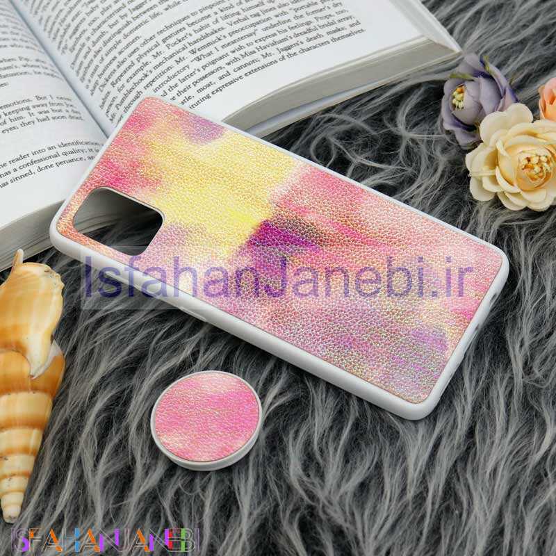 اصفهان جانبی-قاب چرمی هولوگرامی پاپ سوکت دار Samsung Galaxy A51 سفید