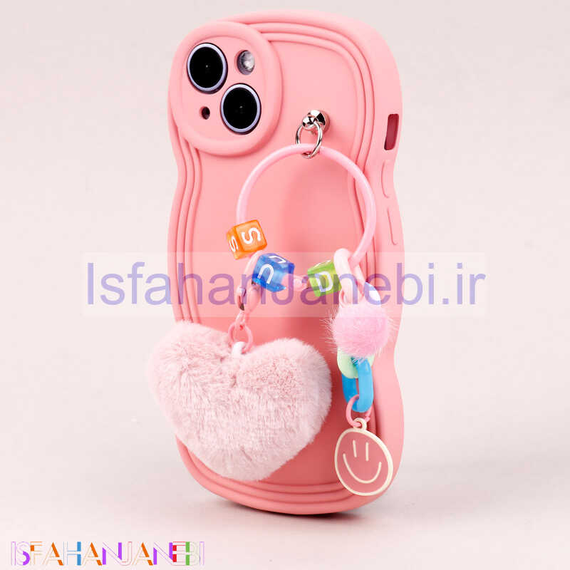 اصفهان جانبی-قاب فانتزی محافظ لنزدار iPhone 14 + آویز Yocorol صورتی