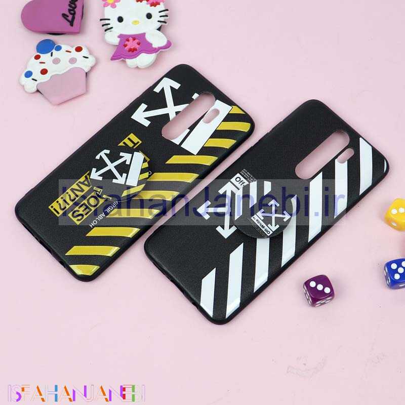 اصفهان جانبی-قاب فانتزی برجسته + پاپ سوکت طرح Off White شیائومی Redmi Note 8 Pro سری D