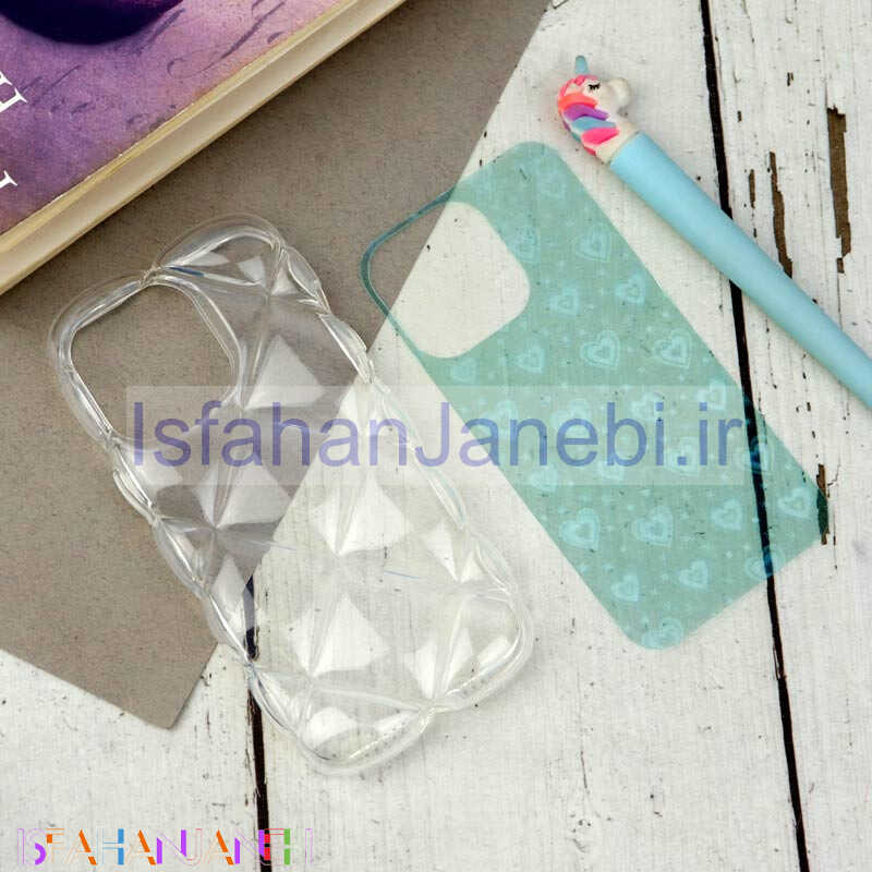 اصفهان جانبی-قاب PC Paffer شفاف قلبی ژله ای iPhone 13 Pro