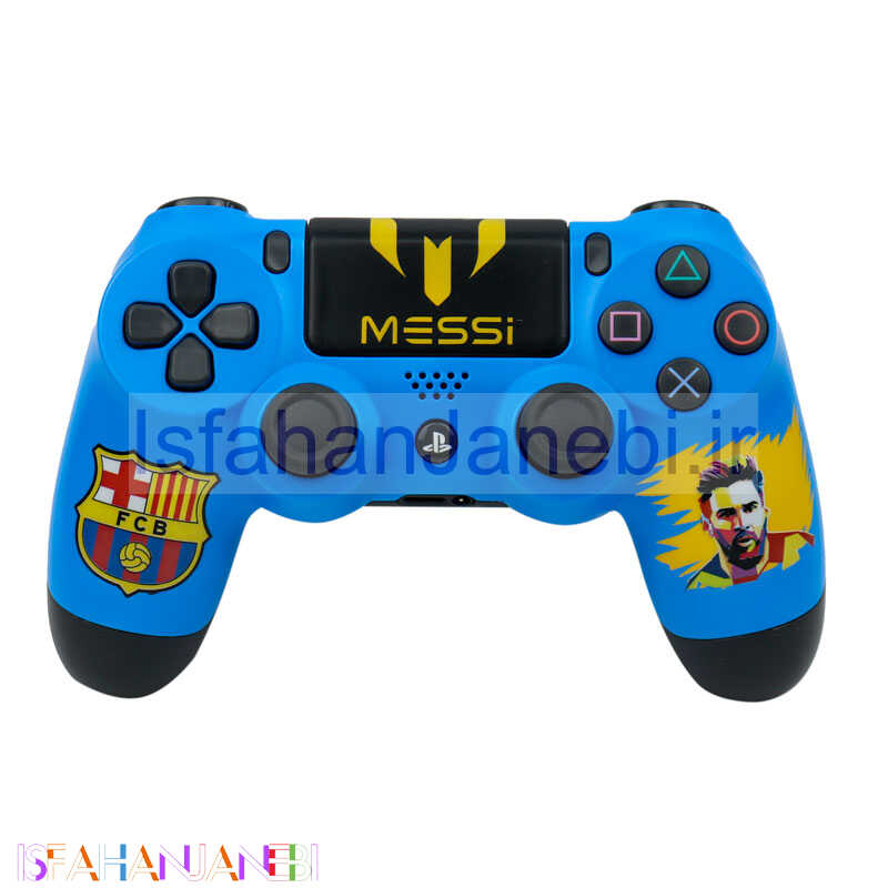 اصفهان جانبی-دسته بازی بی سیم SONY PlayStation 4 DualShock 4 High Copy طرح Messi آبی پکدار