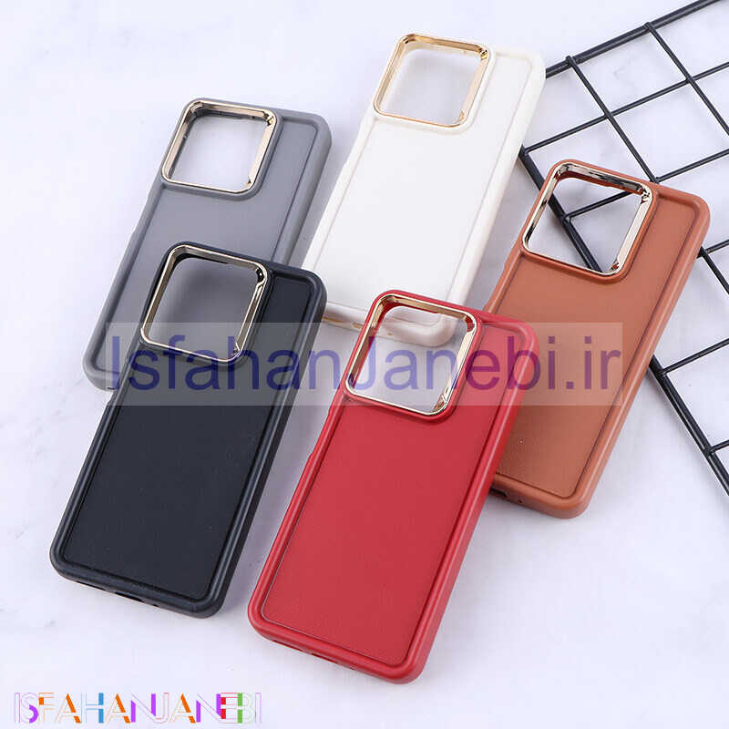 اصفهان جانبی-قاب سولید چرمی شیائومی Redmi 13C / Poco C65 دور محافظ متال