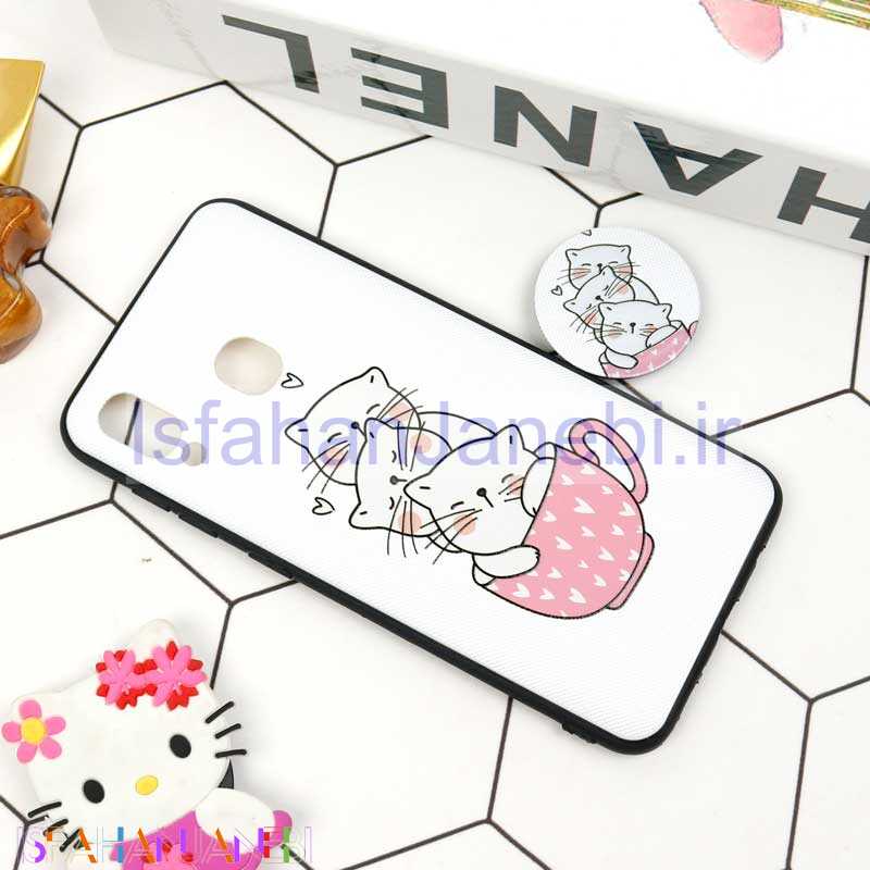 اصفهان جانبی-قاب فانتزی برجسته + پاپ سوکت طرح گربه سامسونگ A20/A30 سری D