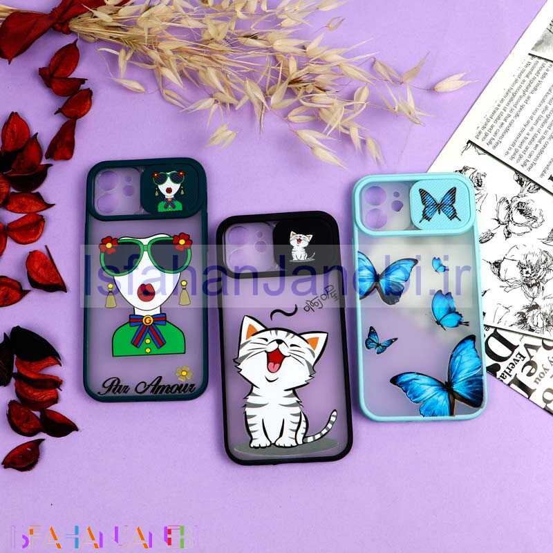 اصفهان جانبی-قاب محافظ لنز دار کشویی طرحدار دخترانه iPhone 12 سری B