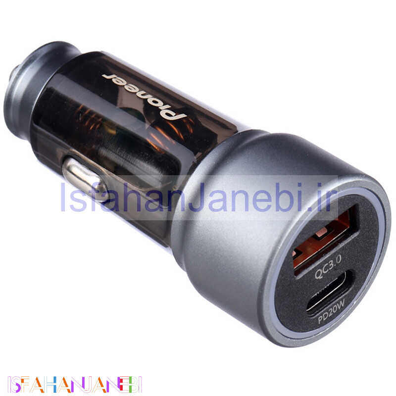 اصفهان جانبی-شارژر فندکی فست شارژ Pioneer C8637 QC3.0 PD 3A 20W