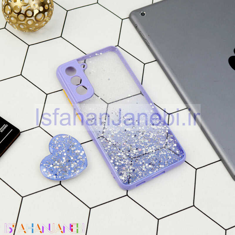 اصفهان جانبی-قاب متال کیس محافظ لنزدار اکلیلی + پاپ سوکت قلبی Samsung Galaxy S21 FE 5G