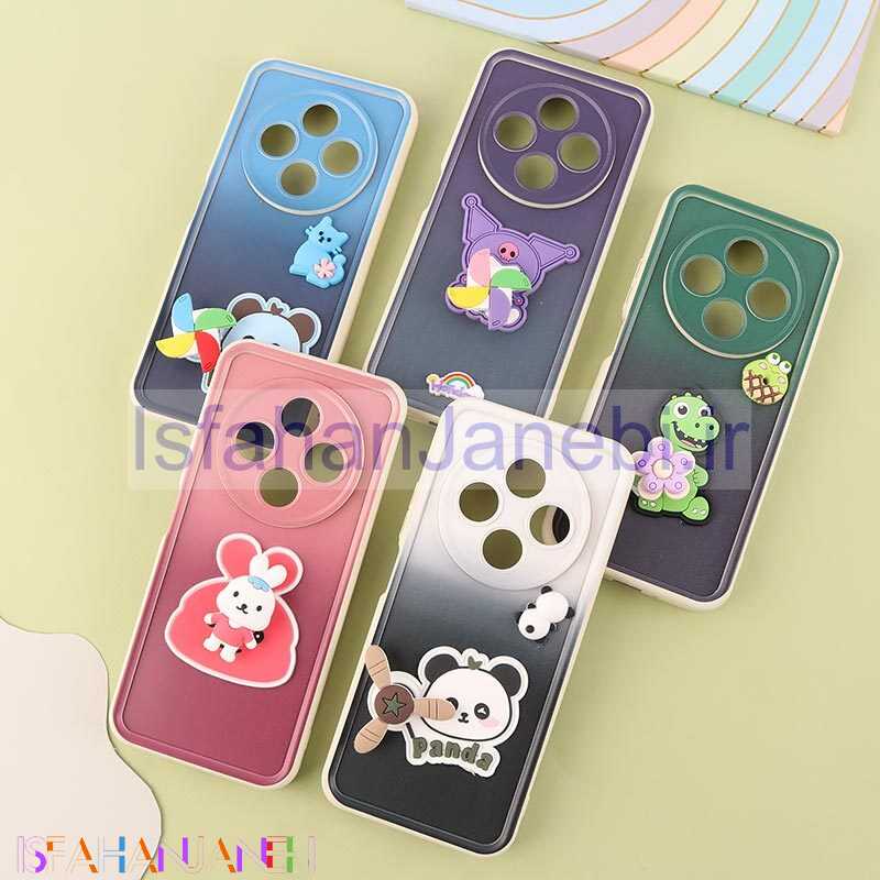 اصفهان جانبی-قاب سولید شیائومی Redmi 14C / Poco C75 اسپینردار دور سفید محافظ لنزدار