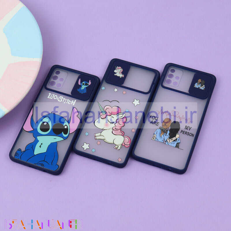 اصفهان جانبی-قاب محافظ لنز دار کشویی طرحدار سرمه ای Samsung A51