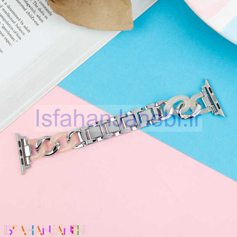 اصفهان جانبی-بند اپل واچ رزین سیلور صورتی 42/44mm