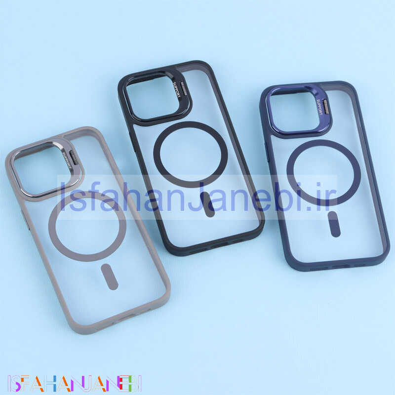اصفهان جانبی-قاب PC مگ سیف استندشو با محافظ لنز رینگی آیفون iPhone 13 Pro
