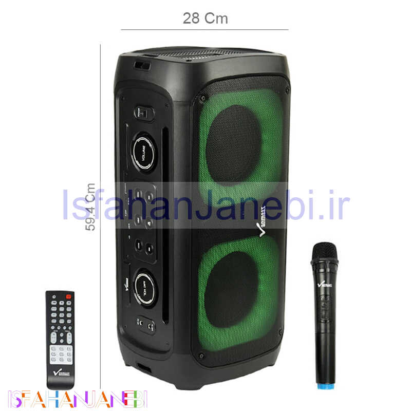 اصفهان جانبی-اسپیکر چمدانی بلوتوثی رم و فلش خور Vanmaax MAX-550 + میکروفون و ریموت کنترل