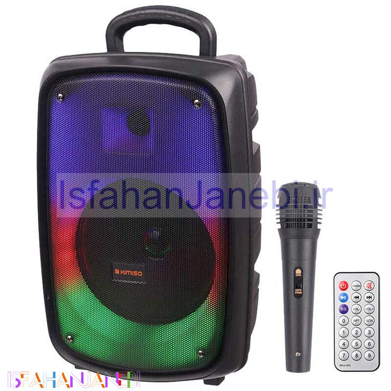 اصفهان جانبی-اسپیکر بلوتوثی رم و فلش خور Kimiso QS-6808 + میکروفون و ریموت کنترل