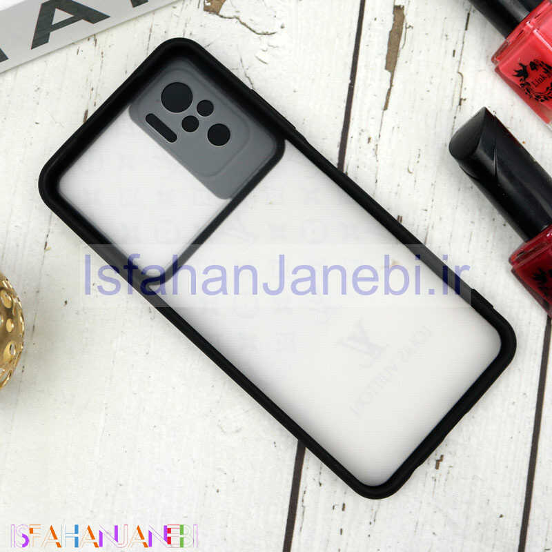 اصفهان جانبی-قاب طرحدار محافظ لنزدار کشویی + پاپ سوکت طرح LV شیائومی Redmi Note 10 سری B