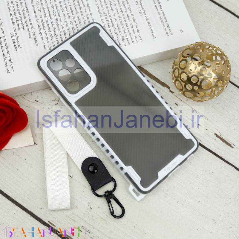 اصفهان جانبی-قاب PC Carbon محافظ لنز دار + بند آویز Samsung Galaxy A52 / A52s