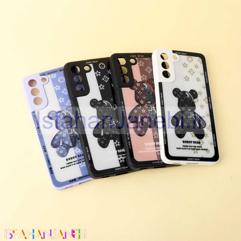 اصفهان جانبی-قاب پشت گلسی Robot Bear محافظ لنزدار Samsung Galaxy S21 FE 5G