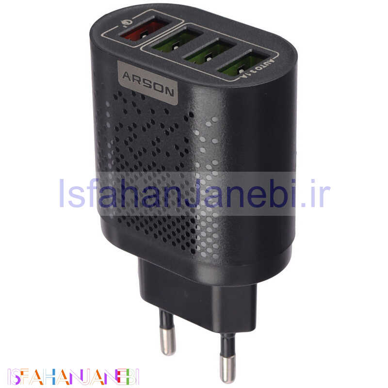 اصفهان جانبی-کلگی فست شارژ Arson AN-4Q 4Port QC3.0 PD 3A 18W